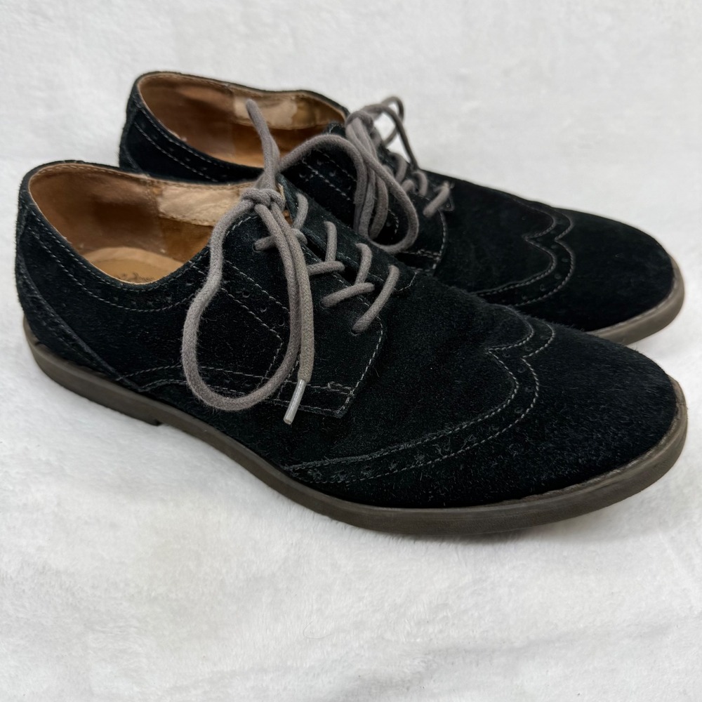 Marc Anthony Mens 8 Black Suede‎ Wingtip Oxford Dress Shoes MAKIPLINGBLACK